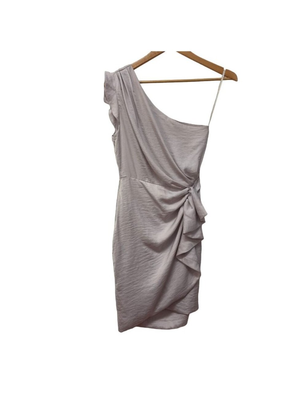 All Saints Lexi Dress One Shoulder Womens Asymmetric Hem Wrap Satin Pink US 4